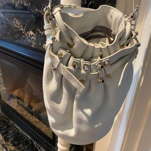 White pebble leather bag